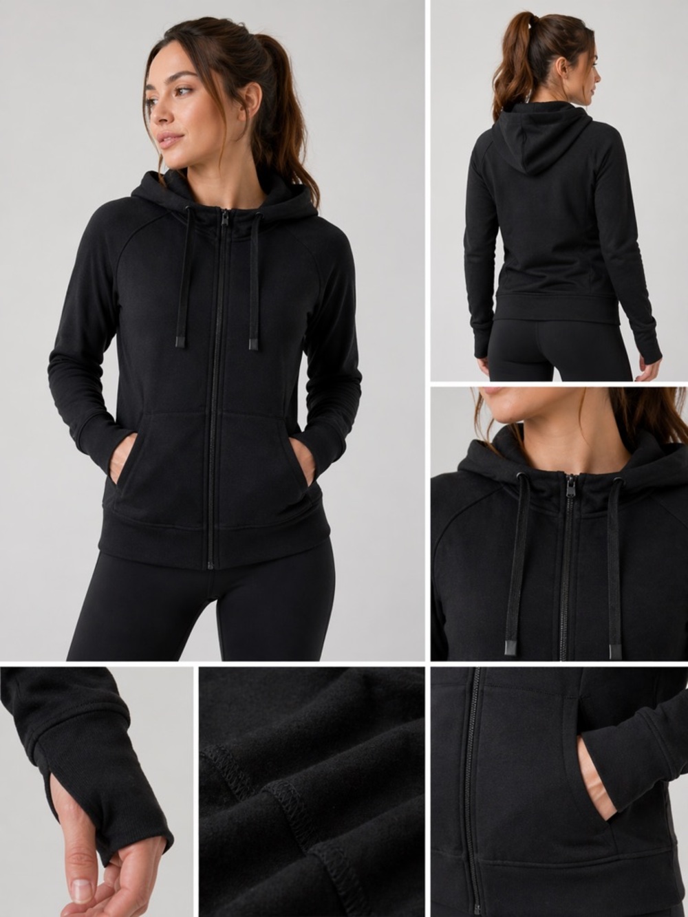 Athleta Black Fleece Jacket with Branded Neck Tag